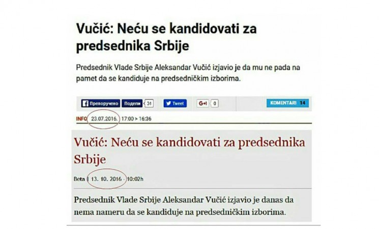 Kandidatura Vučića dokaz njegove nedoslednosti i despotizma